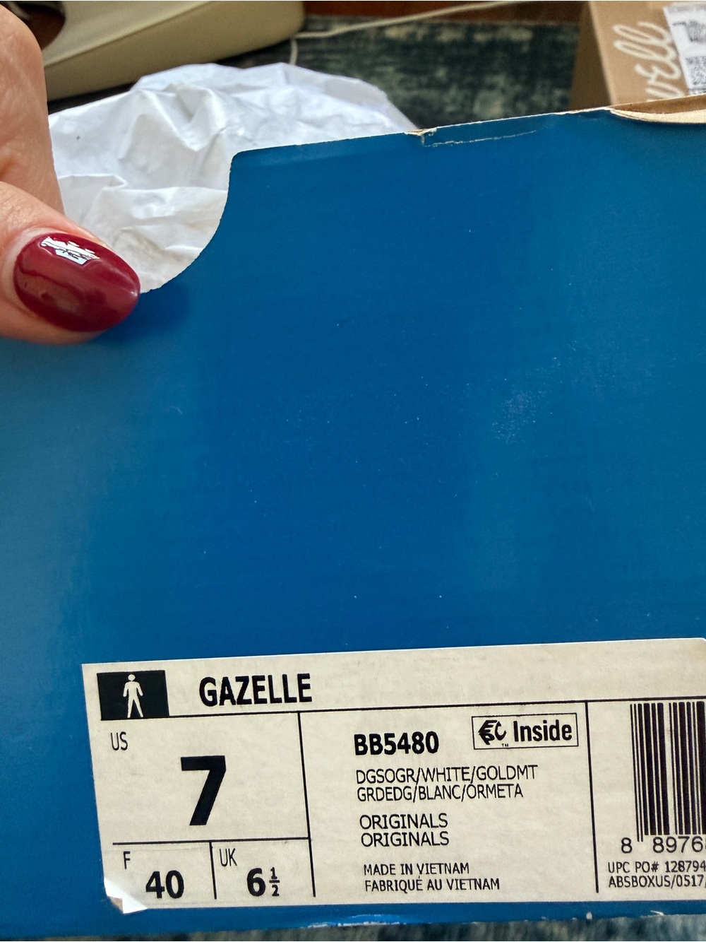 adidas Gazelle Shoe Box – Blue with White Label